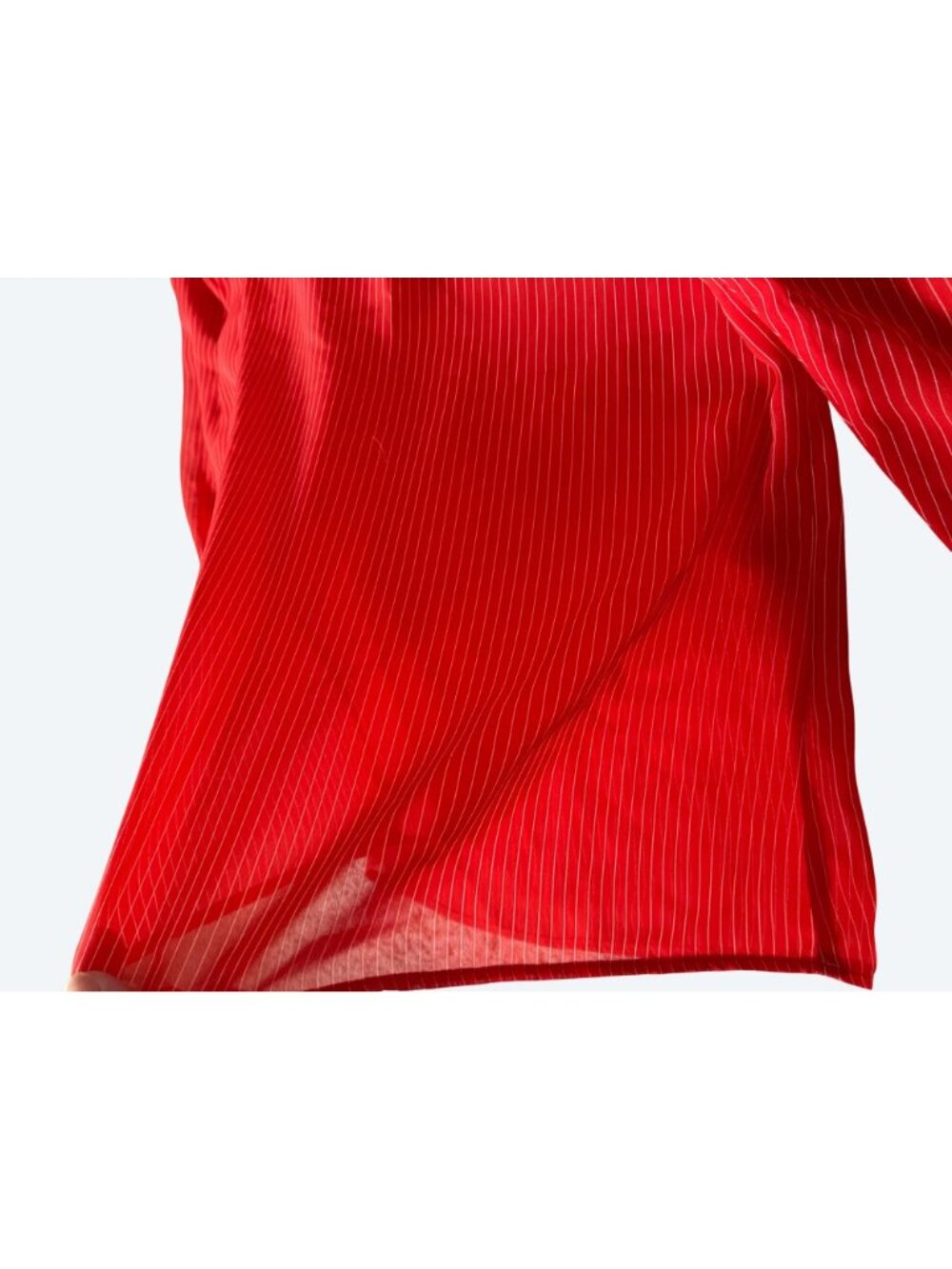 Topson Downs Red & White Striped Womens Blouse Large Polyester Puff Sleeve - Picture 11 of 15